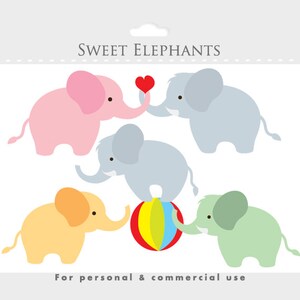 Elefant clipart - babyelefant clipart, cirkus clipart, boll, söt, gullig, djur clipart för personligt och kommersiellt bruk bild 2