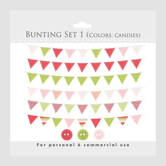 Bunting Banner Clipart For Digital Scrapbooking Flag Clip Etsy