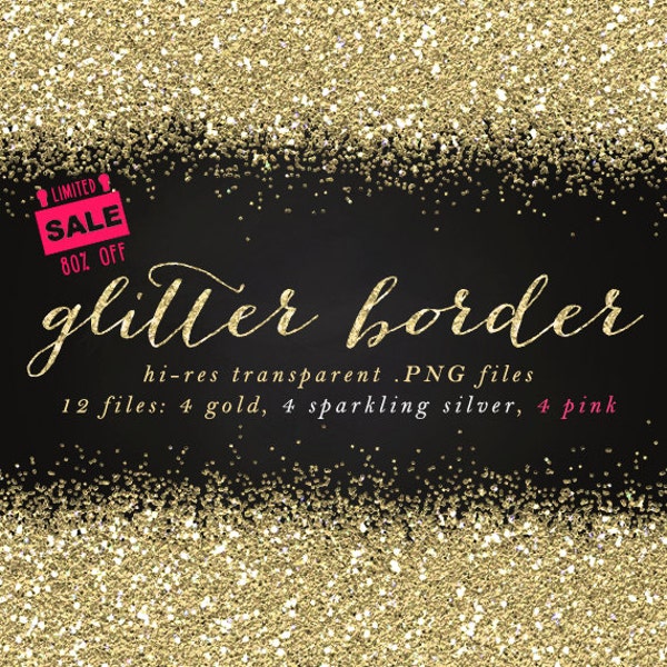 Glitter border glitter clip art sale clipart gold glitter clip art border overlay commercial use digital designs digital border silver pink
