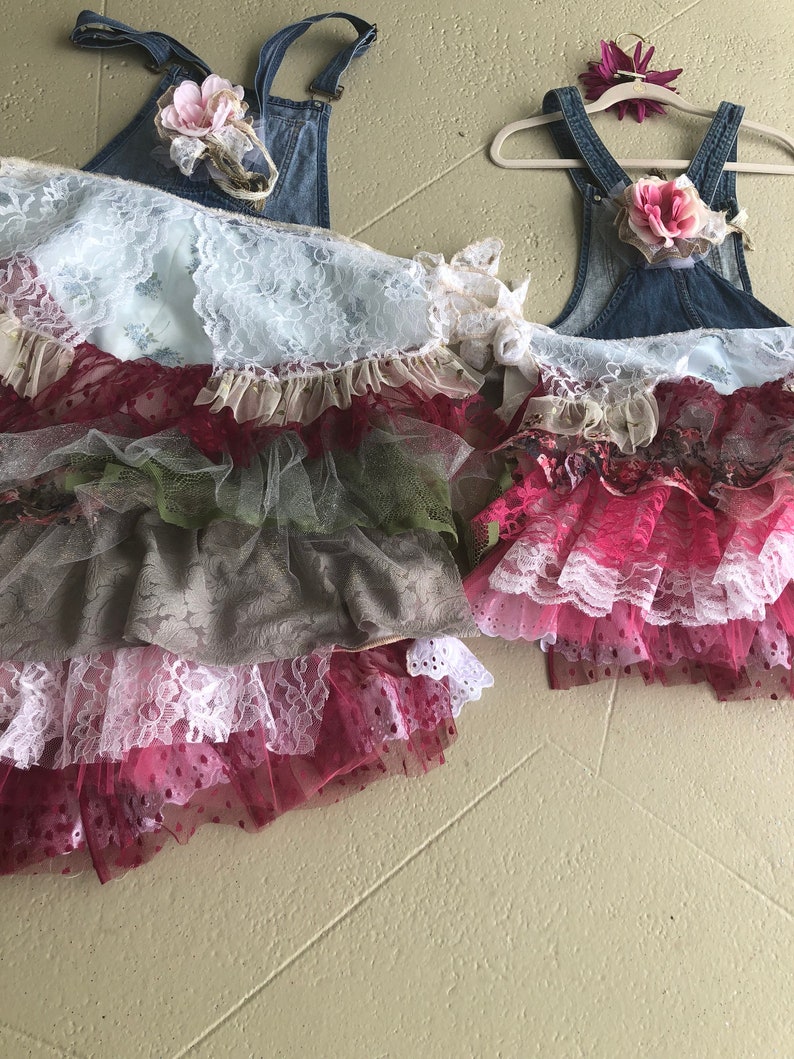 Mommy /& Me Matching outfits Mother and Daughter bib overall weddingpicture day daytime dress size does not matter