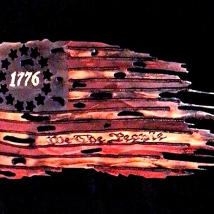 We The People Handmade Wood American Flag