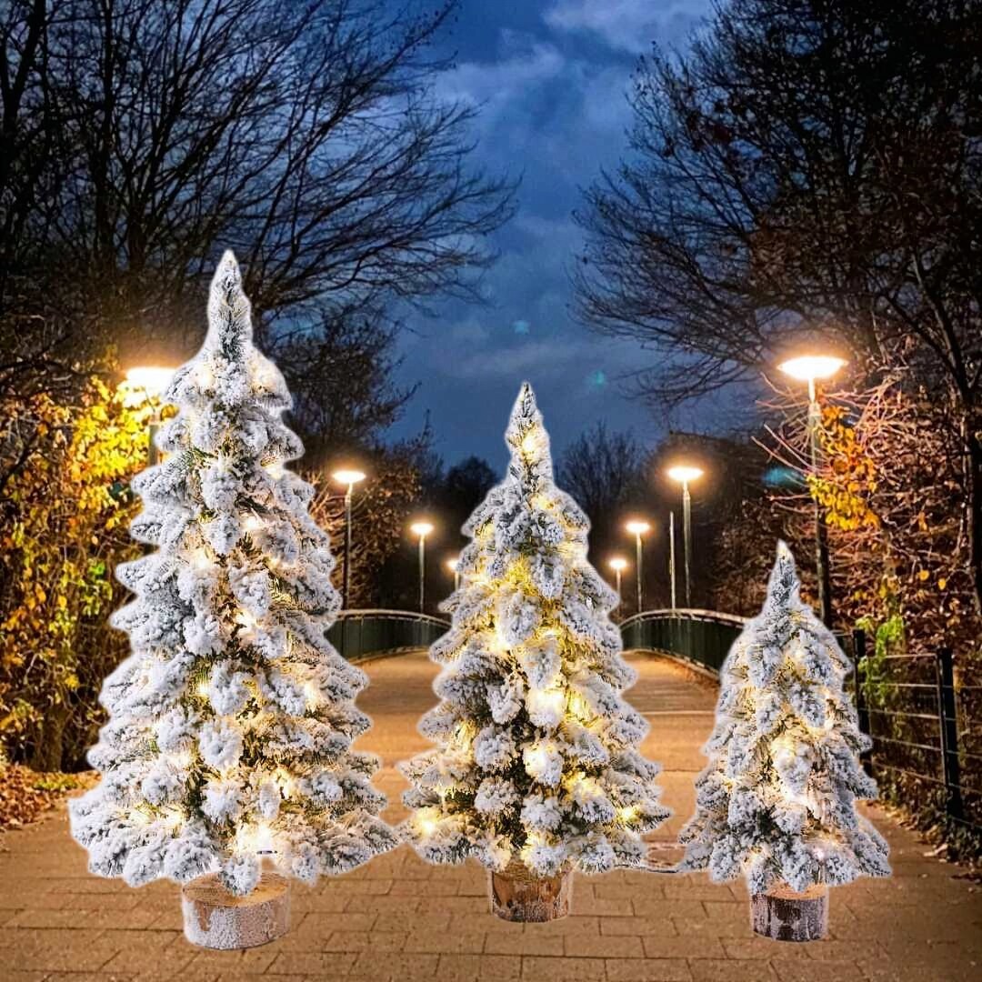 30 Snow Covered Christmas Tree, Flashing, Tabletop Christmas Tree Decor