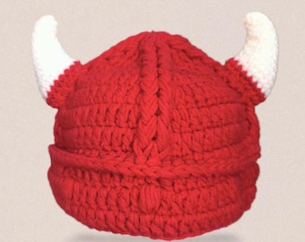 Handmade Crochet Viking Hat with Horns - Cosplay Winter Wear