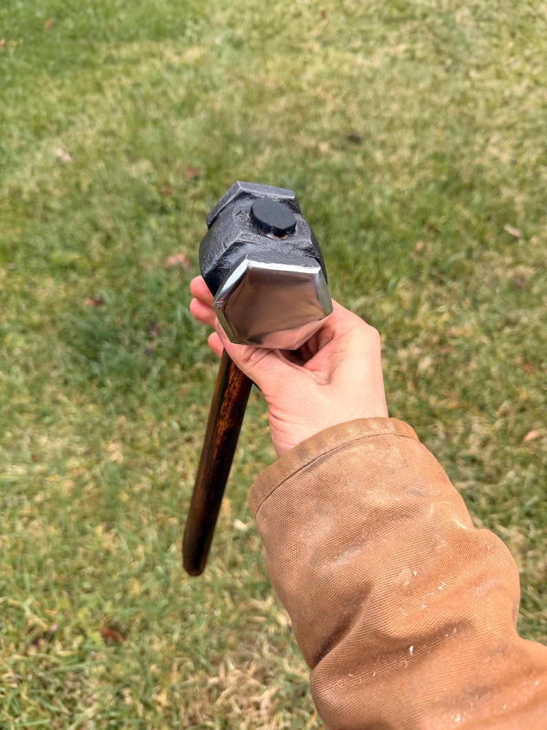 Hand forged blacksmith's rounding hammer (Hexagonal) image 3