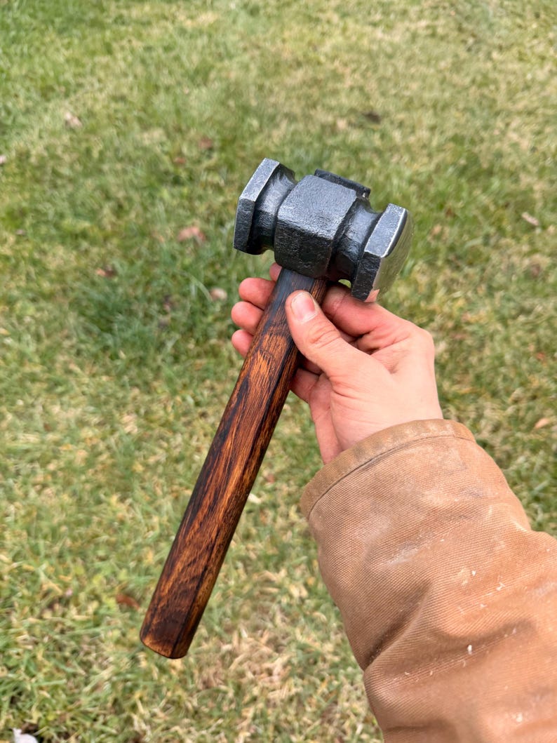 Hand forged blacksmith's rounding hammer (Hexagonal) image 1