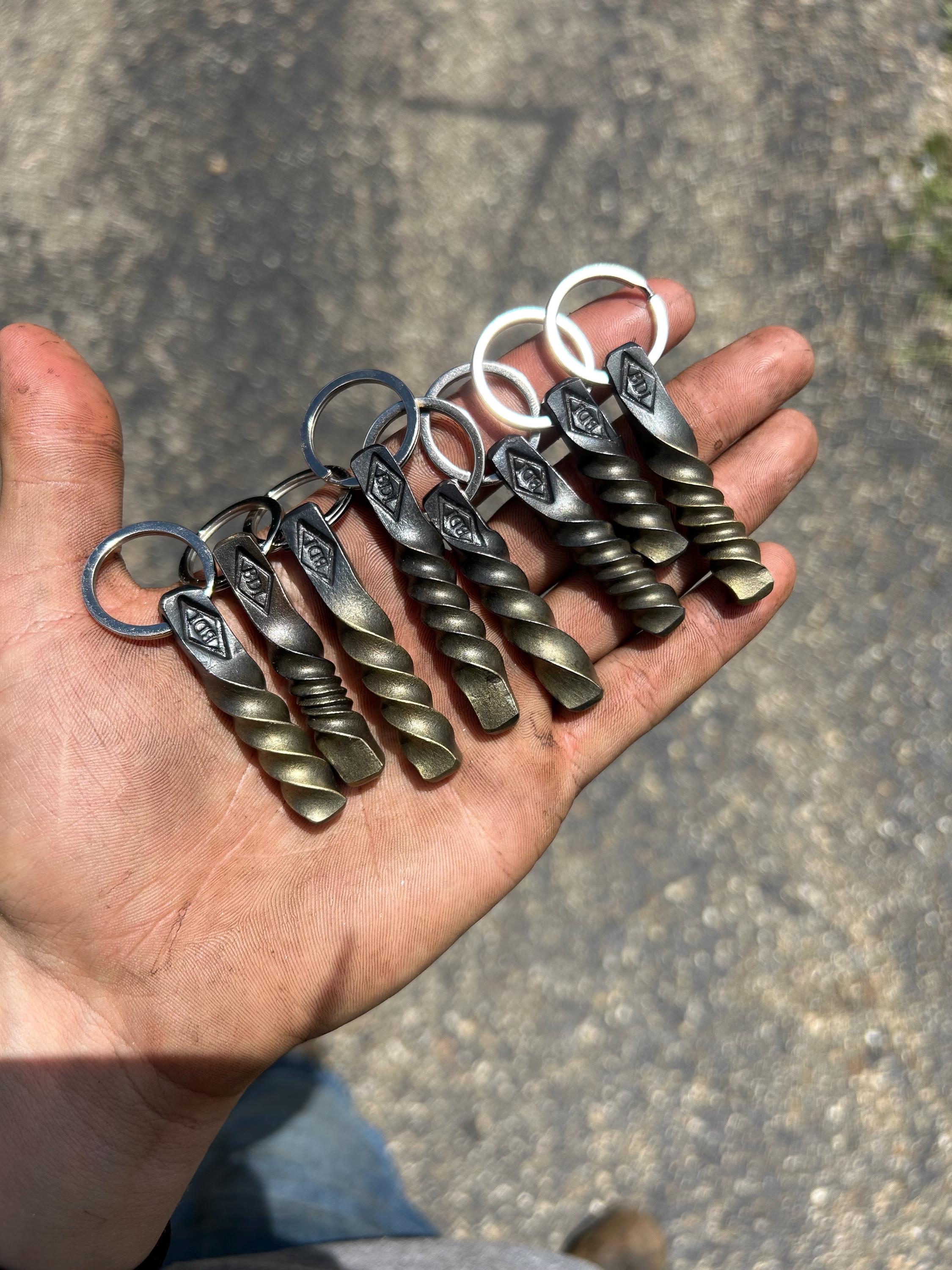 Pinched Keychains Hand Forged Twisted Keychain, Steel Keyring - Etsy