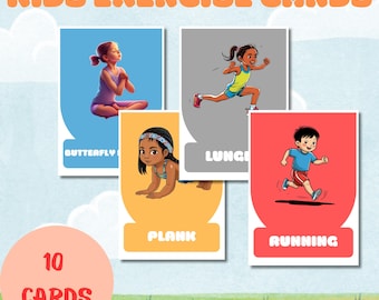 Kids Exercise Cards, Fun Movement Activity, Child Development Activity Deck, Hero Workout Cards, QuickFit Kids Cards, Happy Steps Cards.