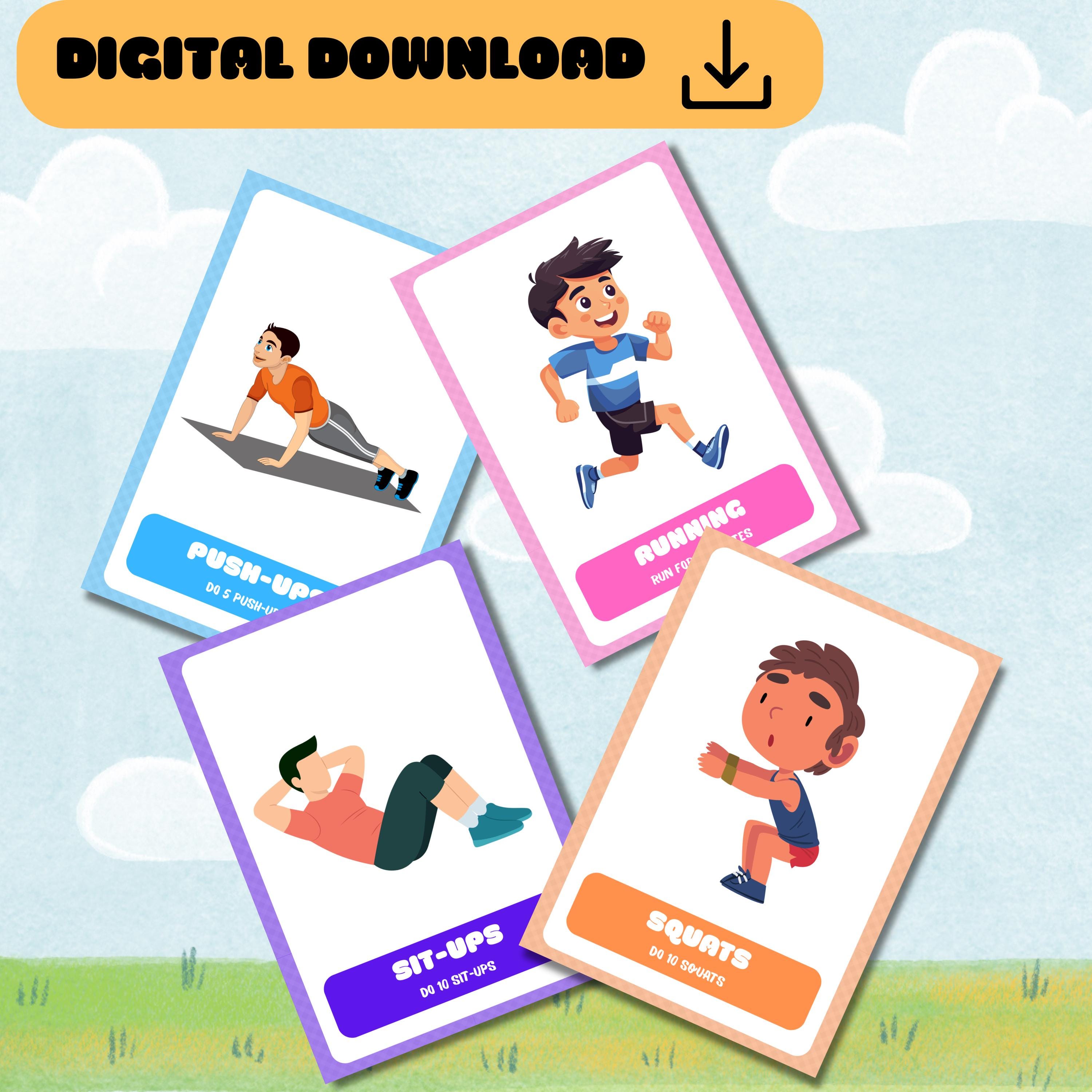Virtual Exercise Cards Kids Exercise Cards, Fun Movement Activity, Jump, Run & Have Fun ...