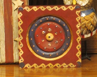 Wood Americana/Patriotic Red Block w/Circle