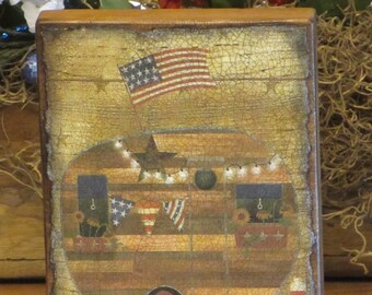 Patriotic/Americana Camper Wood Plaque