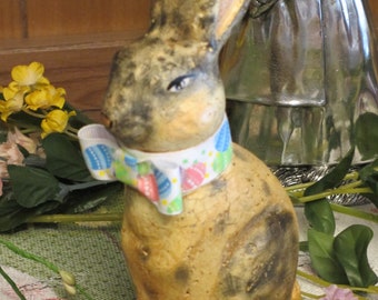 Paper mache Easter Bunny Rabbit w/Bow