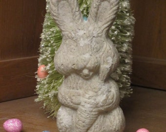 Unfinished Paper Mache Textured Bunny Rabbit w/Carrot