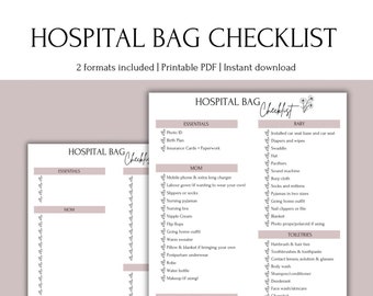 Hospital Bag Checklist Printable, Aesthetic Birth Packing List, Labour and Delivery Checklist