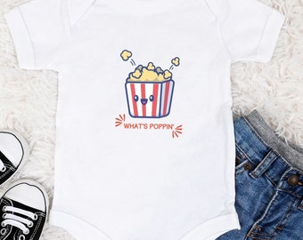 What's Poppin Onesie ~ Popcorn Onesie ~ Cute Baby Onesie for Boy or Girl ~ Baby Shower Gift ~ Movie Lover Onesie