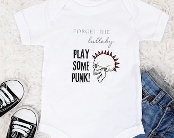 Forget The Lullaby Play Some Punk ~ Cool Skull Baby Onesie for Boy or Girl ~ Baby Shower Gift ~ Summer Onesie ~ Punk Rock Onesie