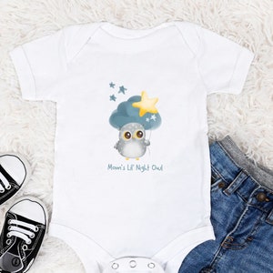 Mom's 'Lil Night Owl Onesie Owl Onesie Cute Baby Onesie for Boy or Girl Baby Shower Gift Cute Owl Onesie White