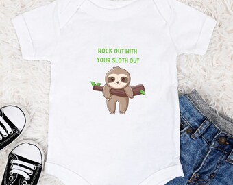 Rock Out With Your Sloth Out ~ Sloth Onesie ~ Cute Baby Onesie for Boy or Girl ~ Baby Shower Gift ~ Animal Lover Onesie ~ Cute Sloth Onesie