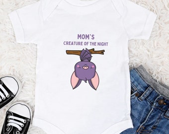 Mom's Creature Of The Night ~ Bat Onesie ~ Cute Baby Onesie for Boy or Girl ~ Baby Shower Gift ~ Cute Bat Onesie ~ Up All Night Onesie