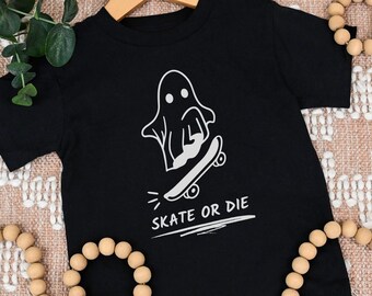 Big Kid Skate Or Die Shirt ~ Ghost On A Skateboard Tee ~ Funny Shirt for Girl or Boy ~ Gift Tshirt For Boy or Girl ~ Funny Gift For Tween