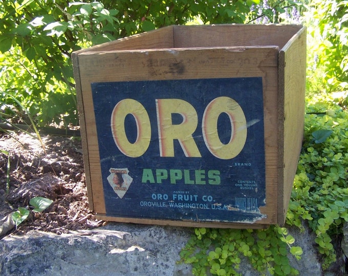SALE Vintage Wooden Fruit Crate Etsy