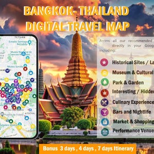 Bangkok Reisekarte für Google Maps - Reiseplan mit Lage Pins | Thailand Digitaler Reise-Reiseführer