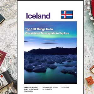 Guide de voyage PDF pour l'Islande - 100 meilleures choses à faire Aide-mémoire | Télécharger le planificateur de voyage numérique