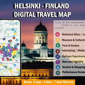 Mapa podróży Helsinek z pinezkami Google – miejsca, które musisz odwiedzić i ukryte perełki | Cyfrowy przewodnik po Finlandii