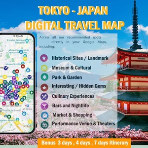 Tokio Reisekarte mit Google Pins - Orte, die man gesehen haben muss & versteckte Edelsteine | Japan Digitaler Reiseführer