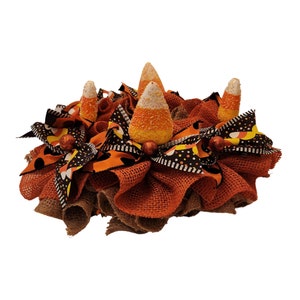 Candy Corn candle base, Halloween candle holder, Mesh candle holder, Halloween table decor