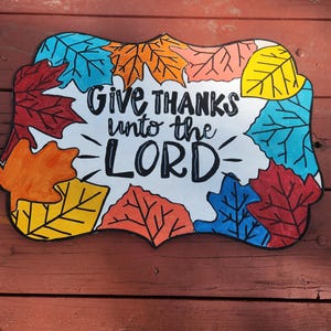 Hand-Painted Fall Leaves Door Hanger: Thanksgiving Decor