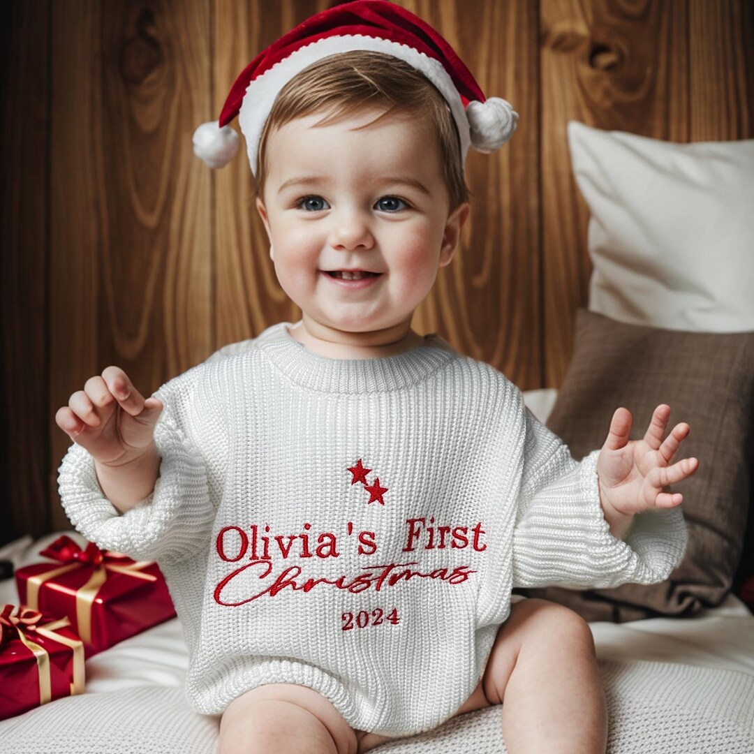 My First Christmas Outfit Baby Girl Boy Knit Sweater Romper My first christmas outfit baby girl boy knit sweater romper