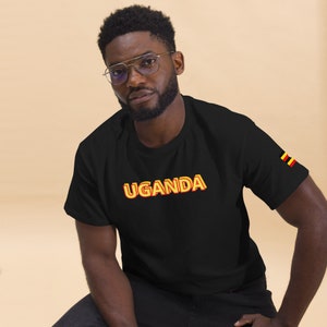 Camiseta clássica de Uganda com patch de bandeira