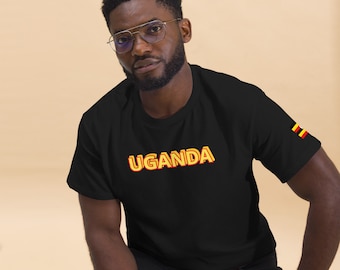 T-shirt classique ougandais avec écusson drapeau
