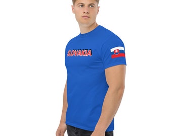 T-shirt classique slovaque avec écusson drapeau