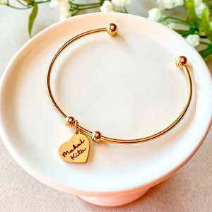 Mahal Kita Heart Engraved Initial Bracelet,Unique Modern Filipina Jewelry,Valentines Gift Filipino Mama Lola,Pinay Gf,Daughter Graduation