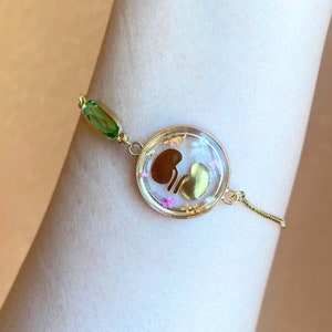 Kidney Flower Bracelet,Custom Birthstone Gift for Nephrologist,Dialysis Nurse Tech,Kidney Donor,Kidney Cancer Awareness,Resin Art Pendant