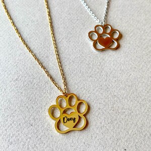 Personalized Paw Necklace,Engraved Pet Name Jewelry,Paw Print Custom Necklace,Gift for Dog Cat Mom and Dad,Memorial Pet Loss Remembrance