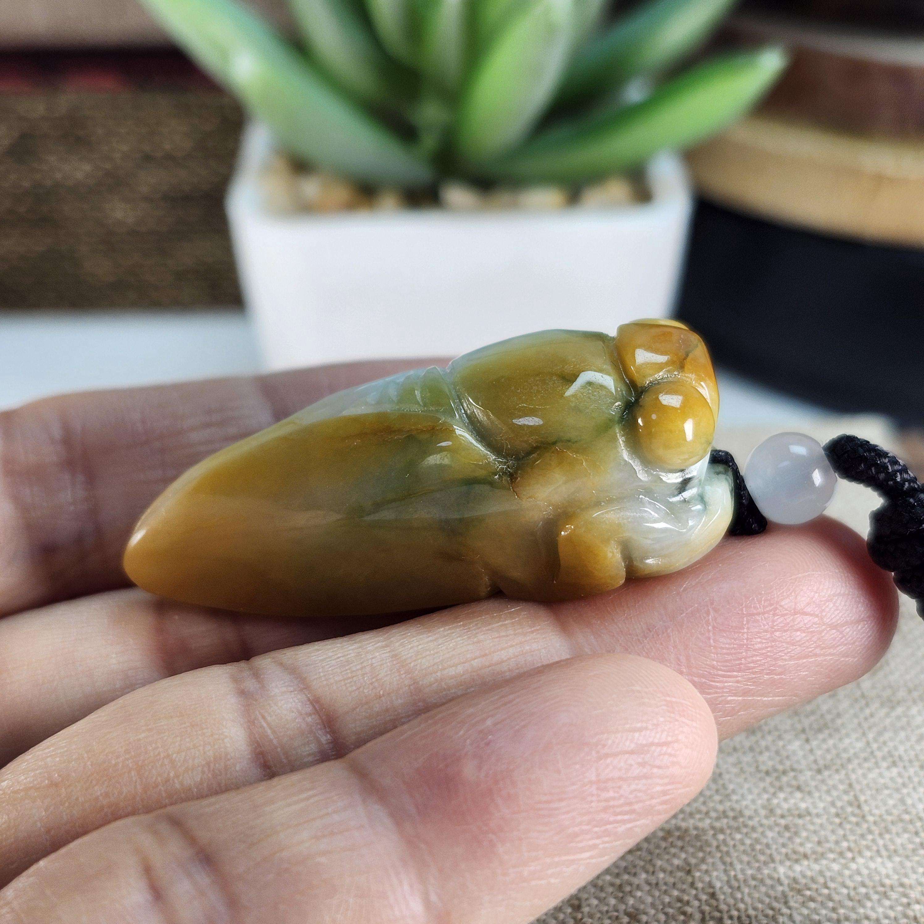 グレード A 翡翠 美しい 3D 蝉蟬 一鳴驚人のイディオムを実行 よく彫