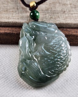 グレードA翡翠龍魚ペンダント：天然翡翠ネックレス - Etsy 日本