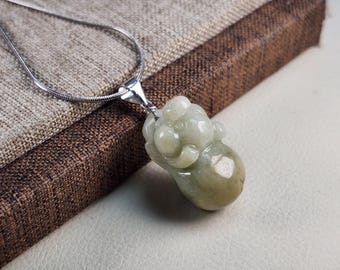 Natural Grade A Jadeite Jade Piggy Pendant Necklace, Untreated Green Jade Pig Amulet, Mini Lucky Pig Charm, Meaningful Gift