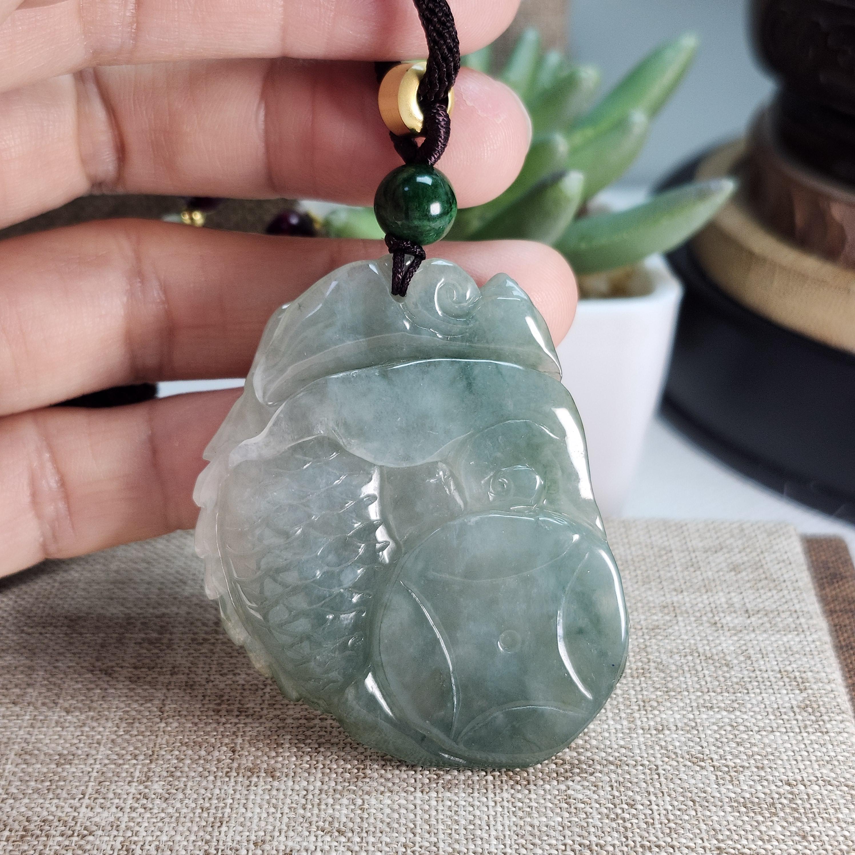 グレードA翡翠龍魚ペンダント：天然翡翠ネックレス - Etsy 日本