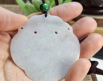 グレードA翡翠の花と鳥の花開富貴未処理天然翡翠ペンダントと美しい