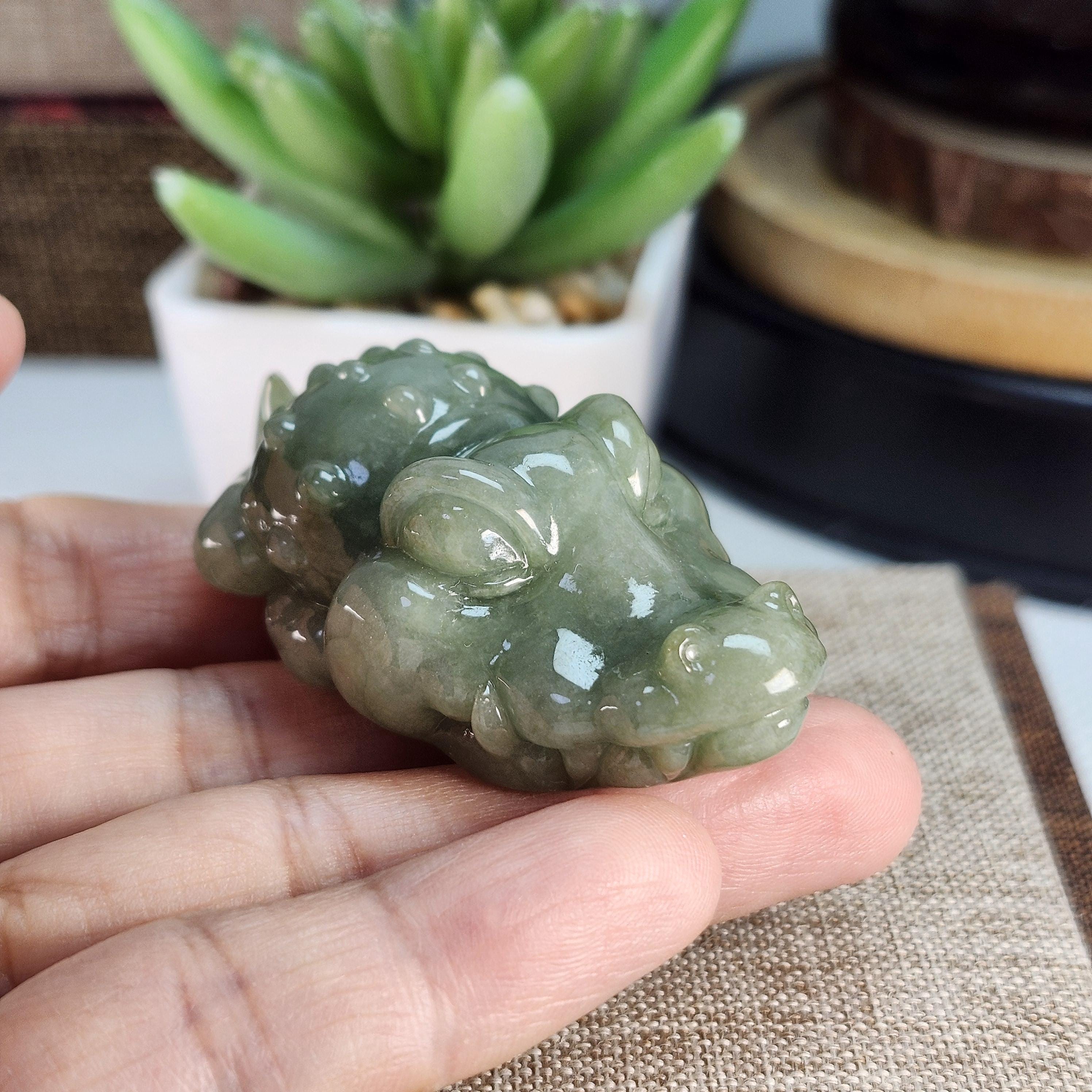 Grade A Jade Cutie 3D Crocodile Well Carved Untreated Natural Type