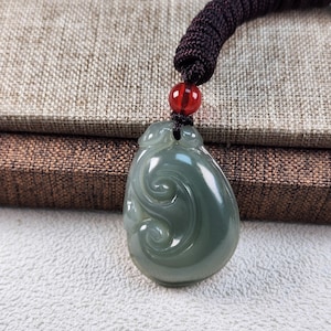 Grade A jade Pretty Ruyi well carved and untreated natural jadeite jade pendant with necklace cord