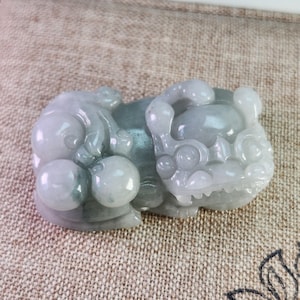 3D Reichtum Pixiu absorbiert Geld gut geschnitzte unbehandelte natürliche Jadeit Jade Anhänger, verstellbar Halskette Seil