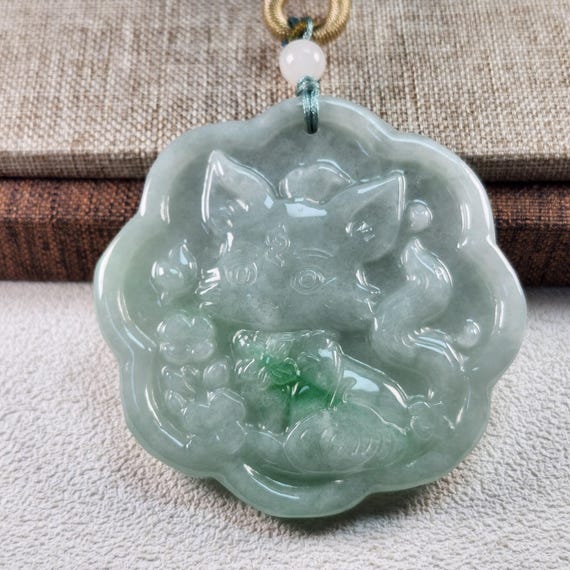 Beautiful and Lovely Nine-tailed Fox Untreated Natural Jadeite