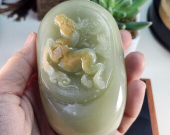 翡翠系 ?置物 魚 Grade A Jade 3D Koi Fish 錦鯉 Hand-crafted Natural Jadeite Jade