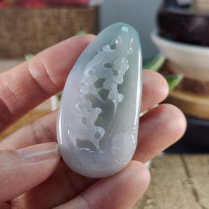 Beautiful Plum flowers and Deer Untreated type A Natural Jadeite Jade Pendant necklace cord, desk ornament