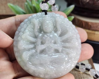 Ciondolo in giadeite Guanyin dalle mille braccia: collana in giada naturale e agata