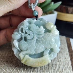 Grade A Burmese Jade Certified 3D Wealth Kirin or Qilin 麒麟 absorbs money untreated green color natural jadeite jade pendant necklace